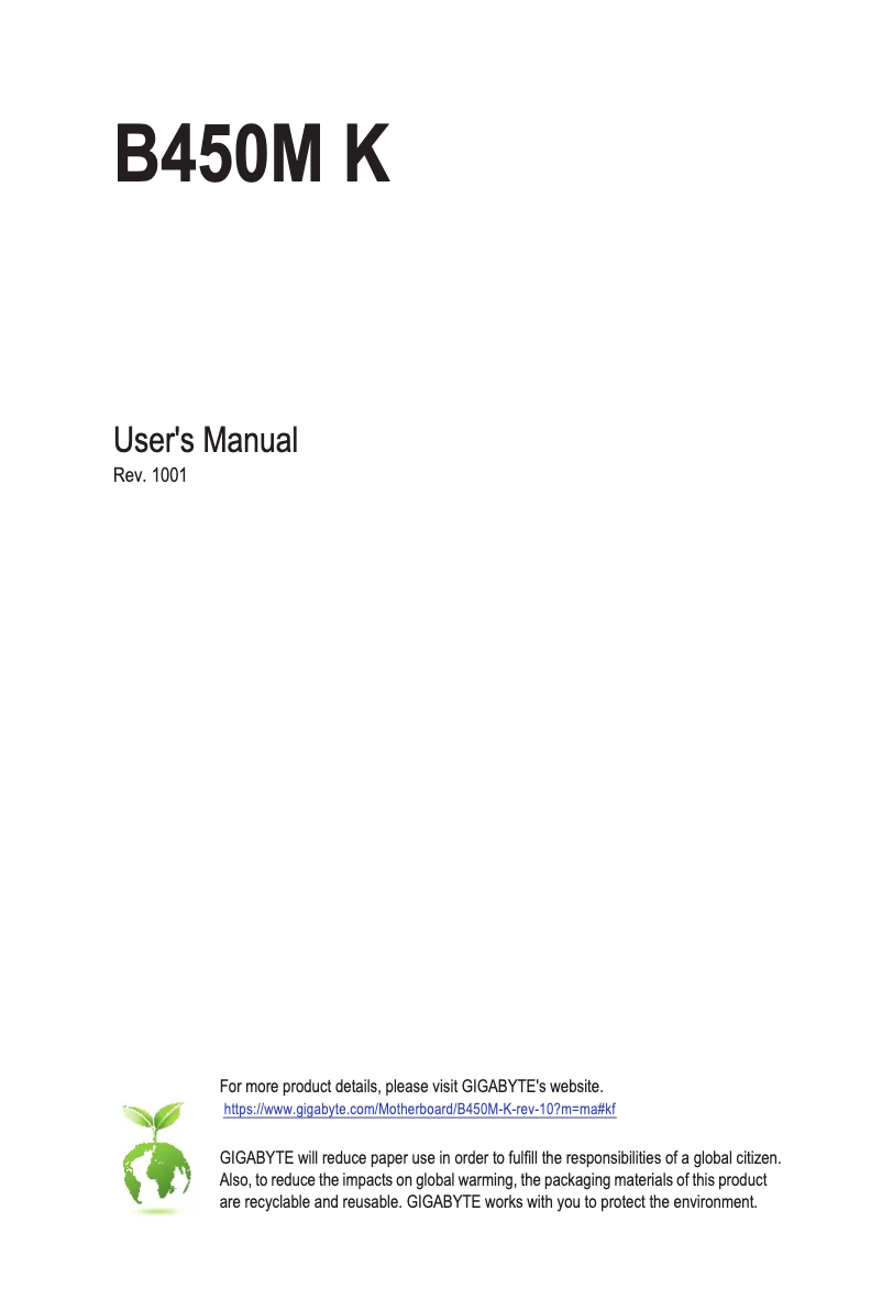First page image of the manual for B450M K