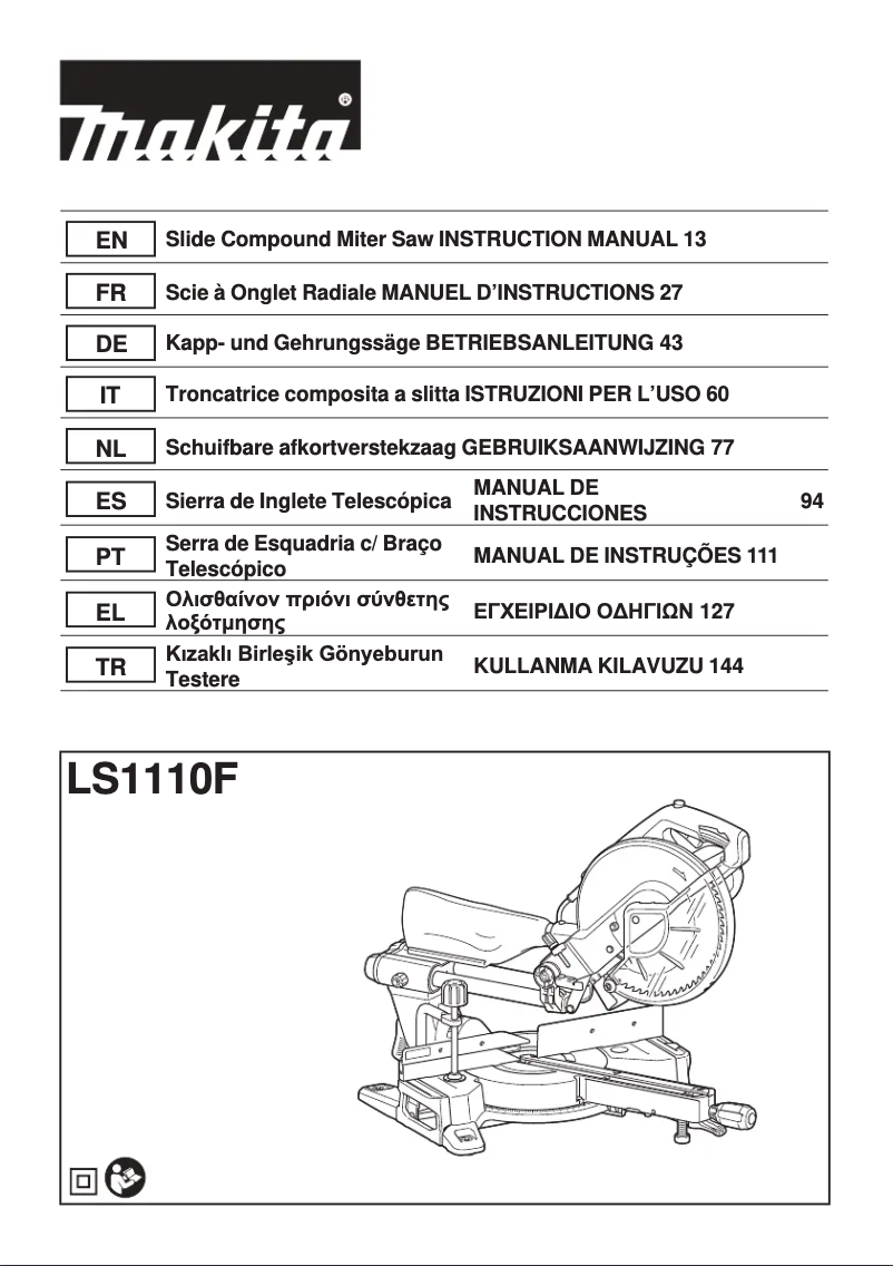 Page 1 of the manual User Manual Makita LS1110F