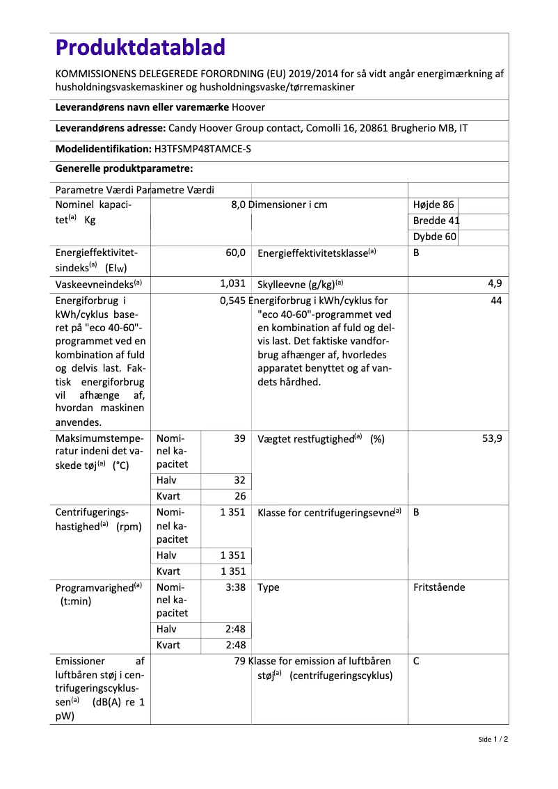 Page 1 of the manual Brochure Hoover H-WASH 300 PRO
