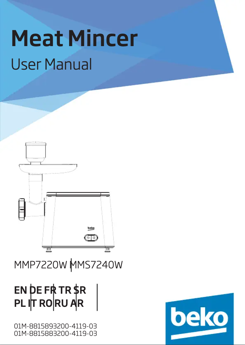 Page 1 of the manual User Manual Beko MMP7220W
