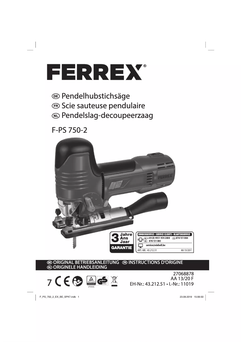 First page image of the manual for F-PS 750-2
