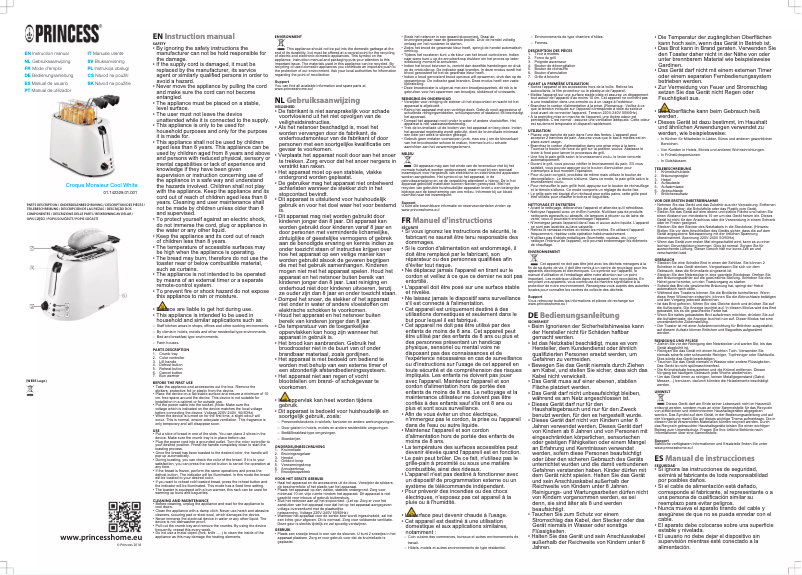 Page 1 of the manual User Manual Princess Croque Monsieur 142329