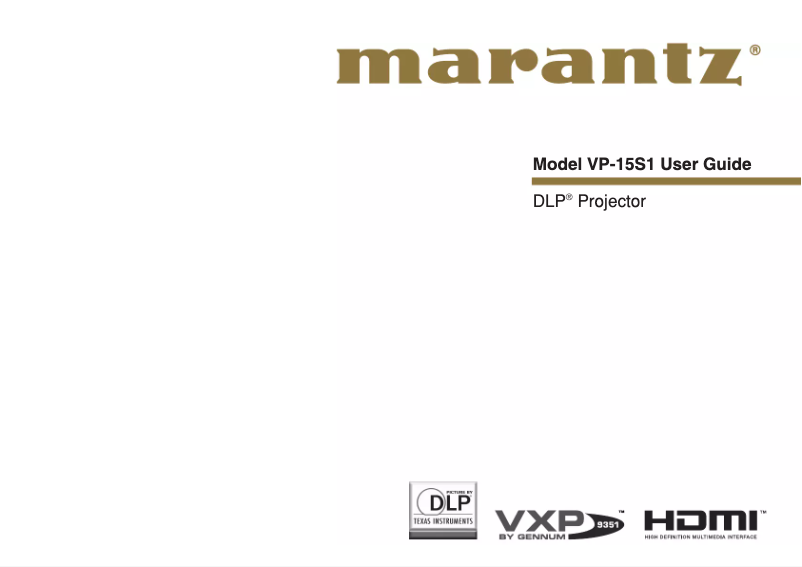 Page 1 of the manual User Manual Marantz VP-15S1