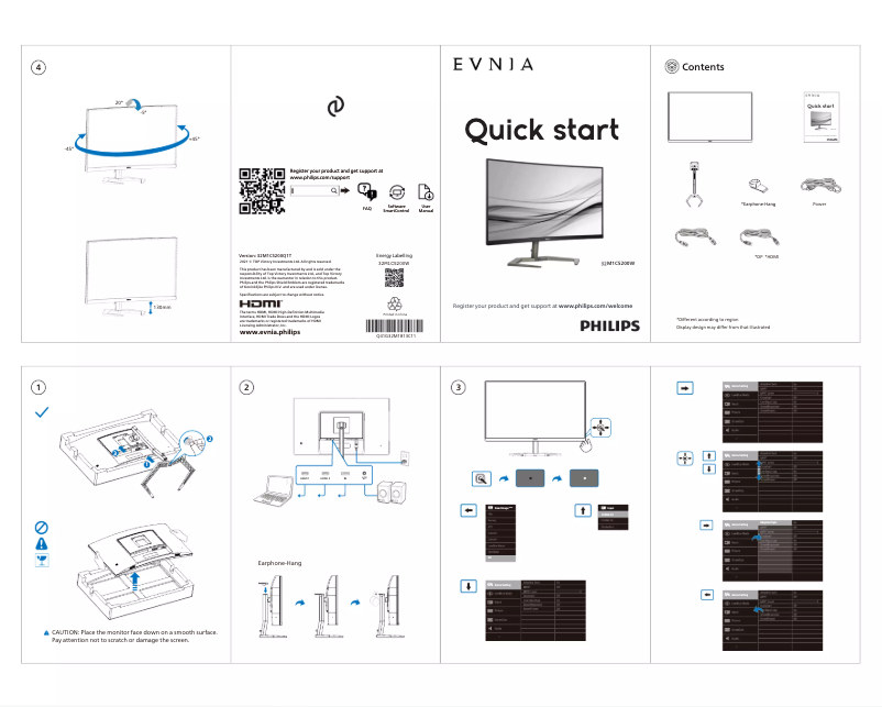 Page 1 of the manual Quick Start Guide Philips Evnia 32M1C5200W