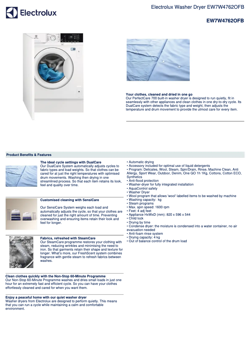 First page image of the manual for EW7W4762OFB