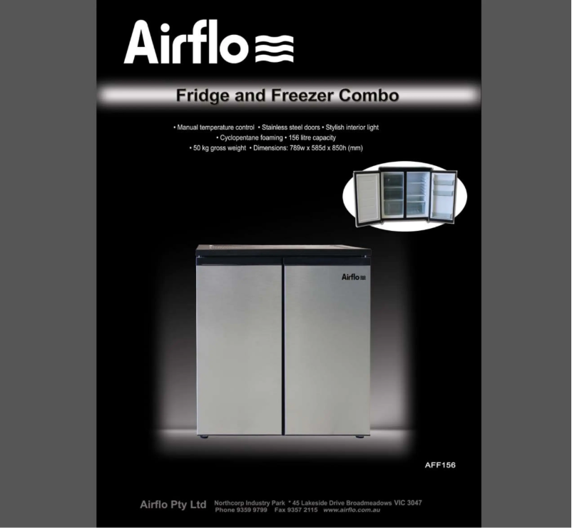 Page 1 of the manual Technical Sheet Airflo AFF156