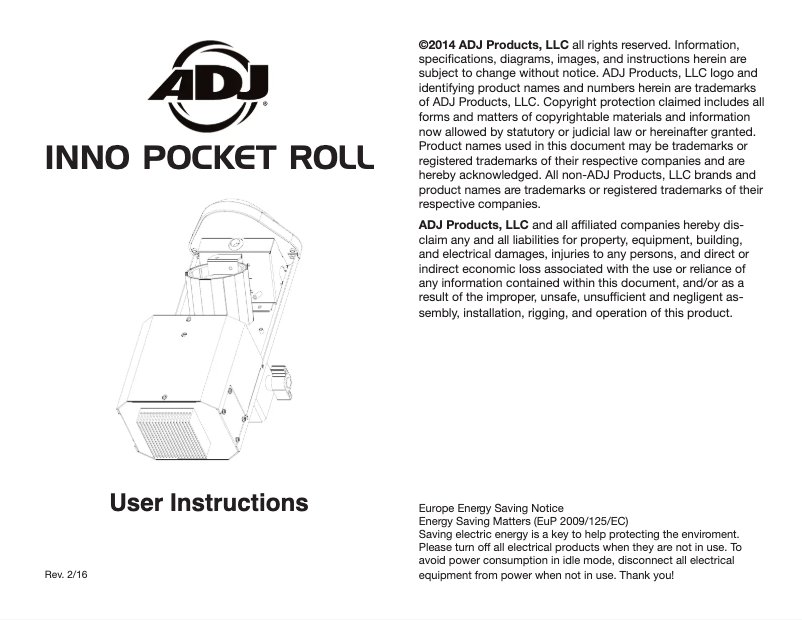 Page 1 of the manual User Manual American DJ Inno Pocket Roll