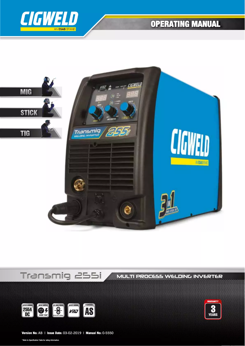 First page image of the manual for Transmig 255i