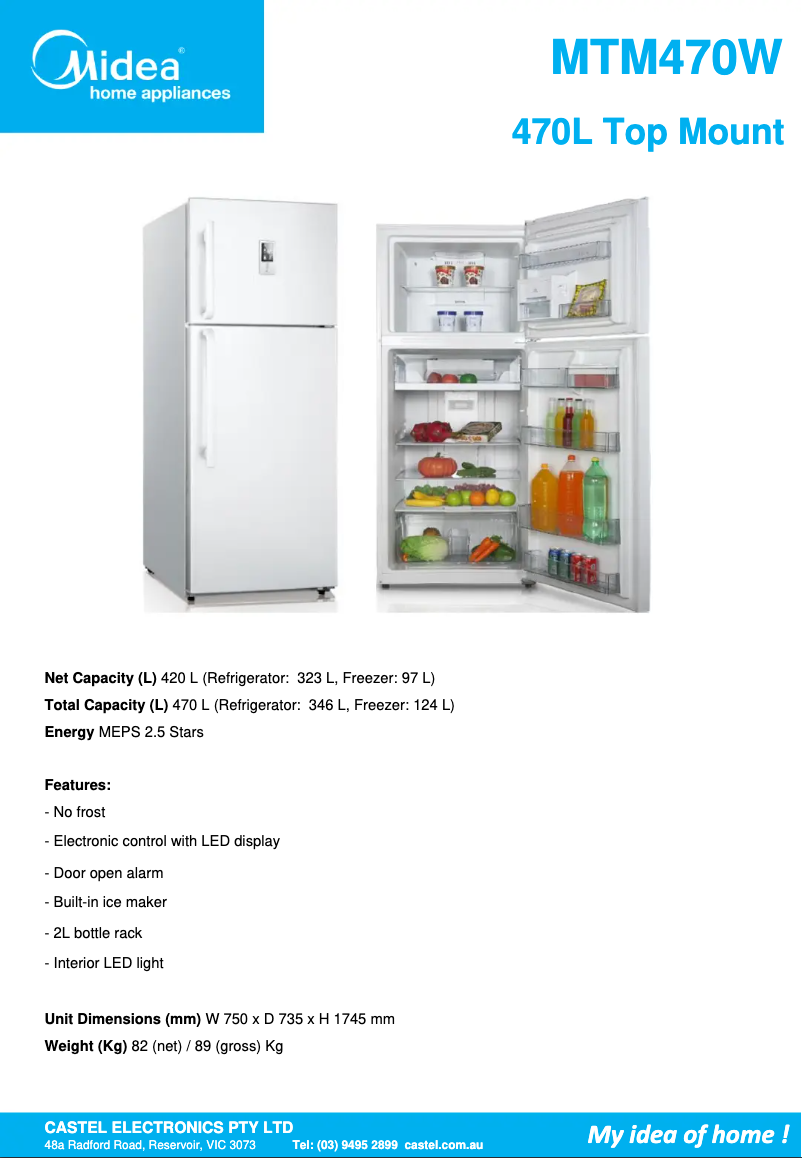 First page image of the manual for MTM470W