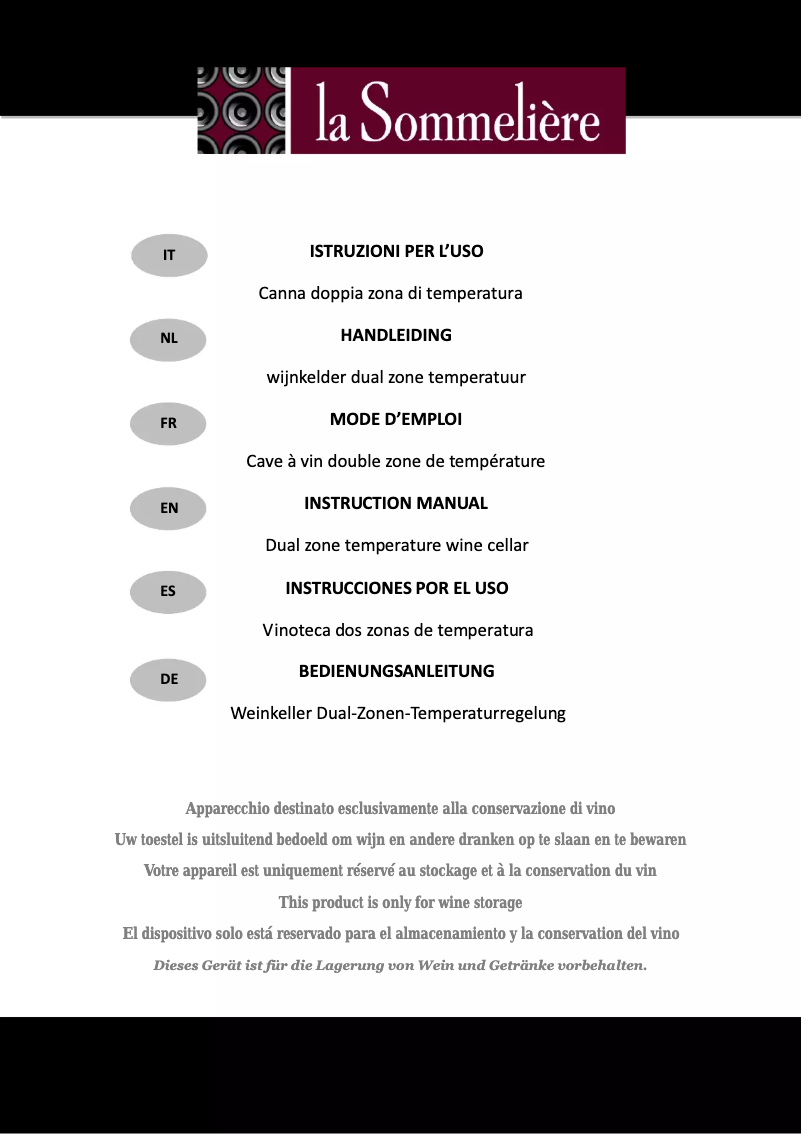 Page 1 of the manual User Manual La Sommelière ECS40