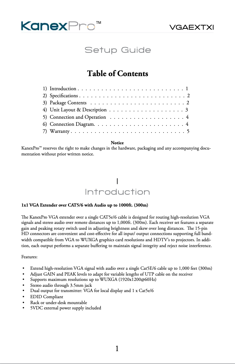 Image de la première page du manuel de l'appareil VGAEXTX1