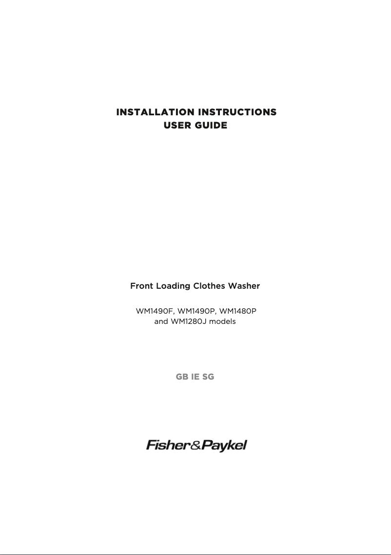 Page 1 of the manual User Manual Fisher & Paykel WM1490F1