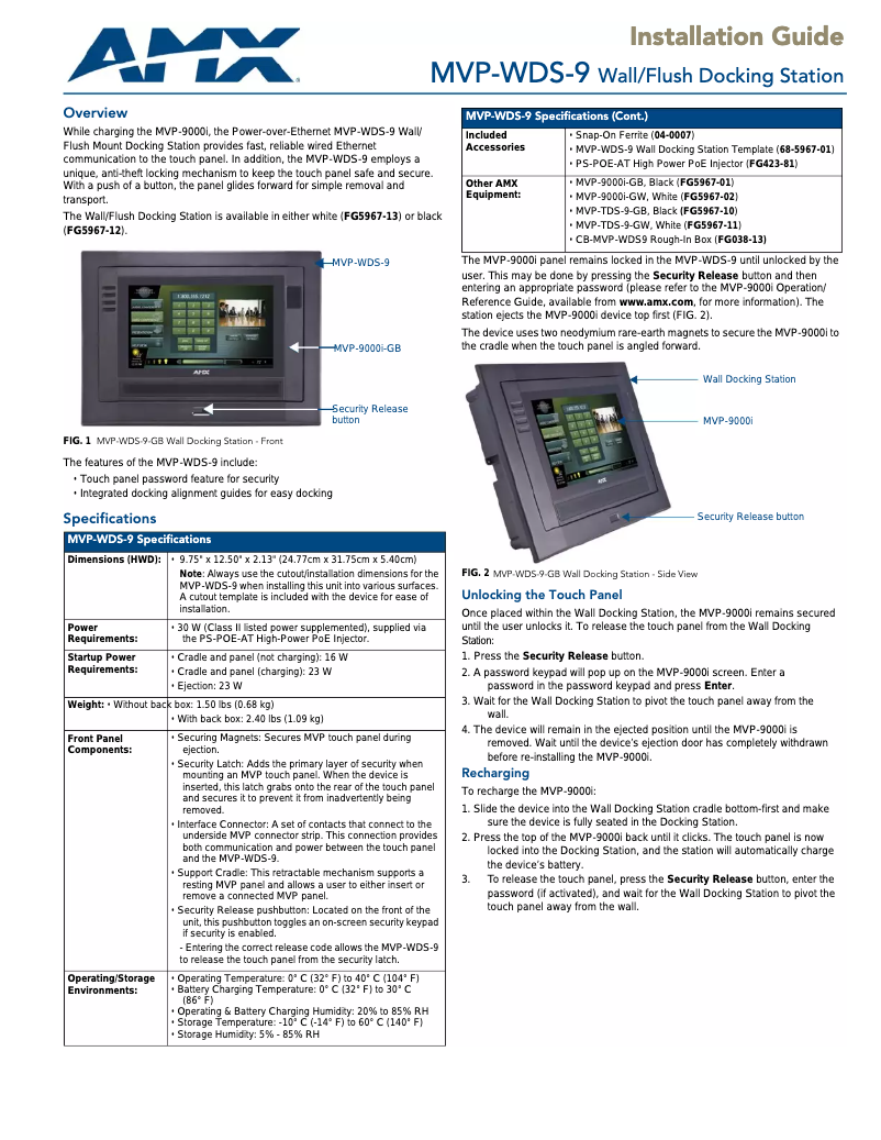 First page image of the manual for MVP-WDS-9-GW