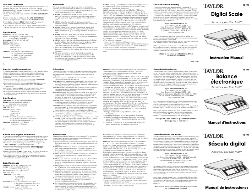 Page 1 of the manual User Manual Taylor TE10R