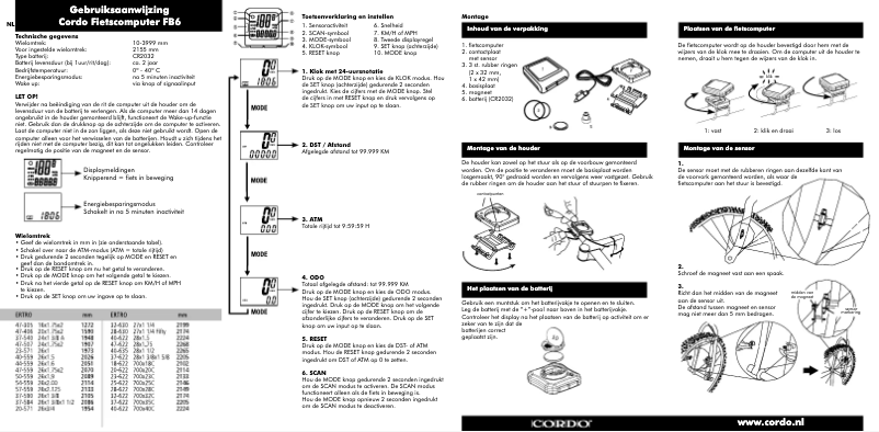 Page 1 de la notice Manuel utilisateur Cordo FB6
