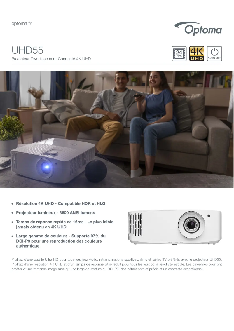 First page image of the manual for UHD55