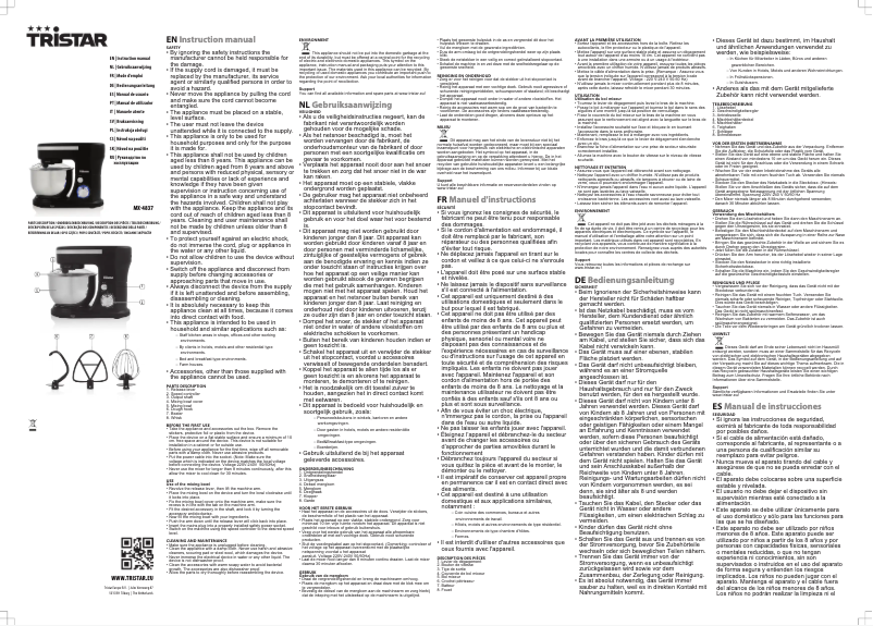 Page 1 of the manual User Manual TriStar MX-4837