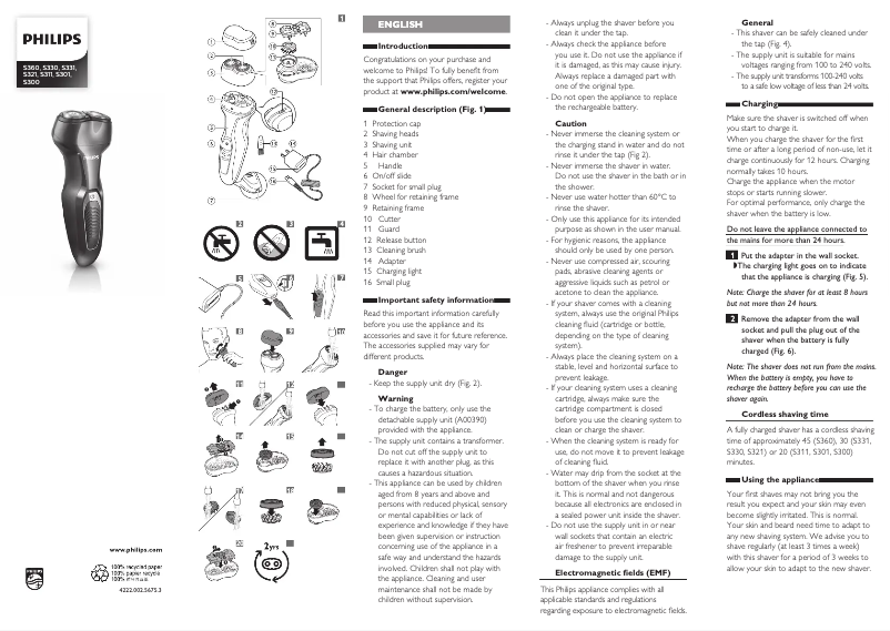 Page 1 of the manual User Manual Philips S360