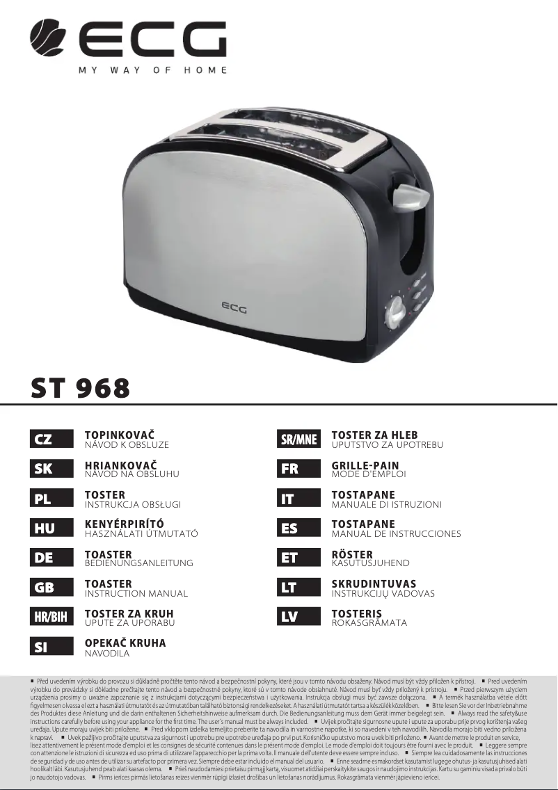 Page 1 of the manual User Manual ECG ST 968