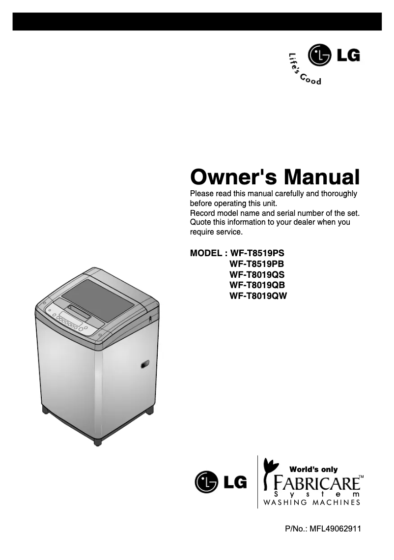 First page image of the manual for WF-T8019QB