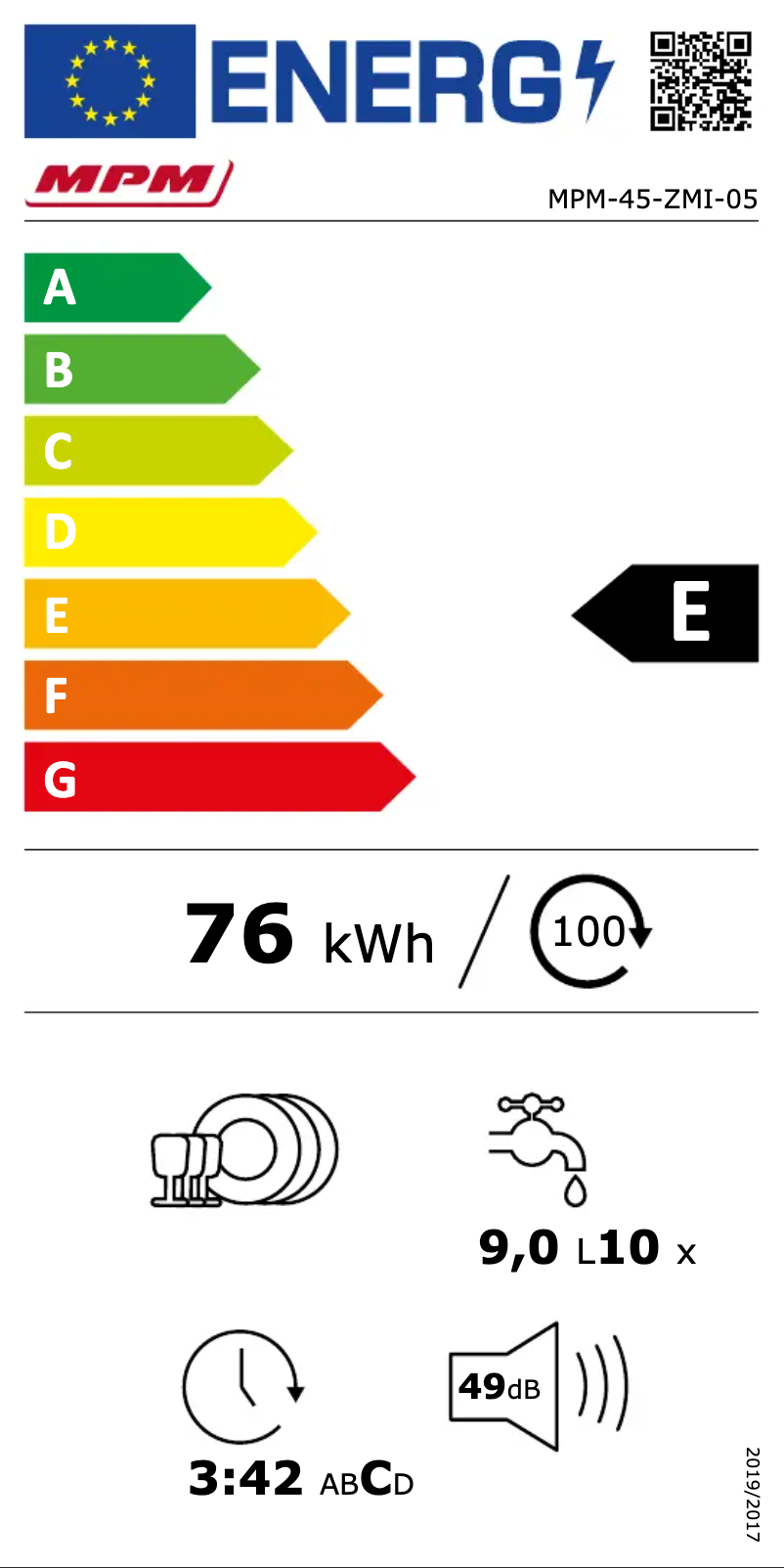 Page 1 of the manual Energy Label MPM MPM-45-ZMI-05