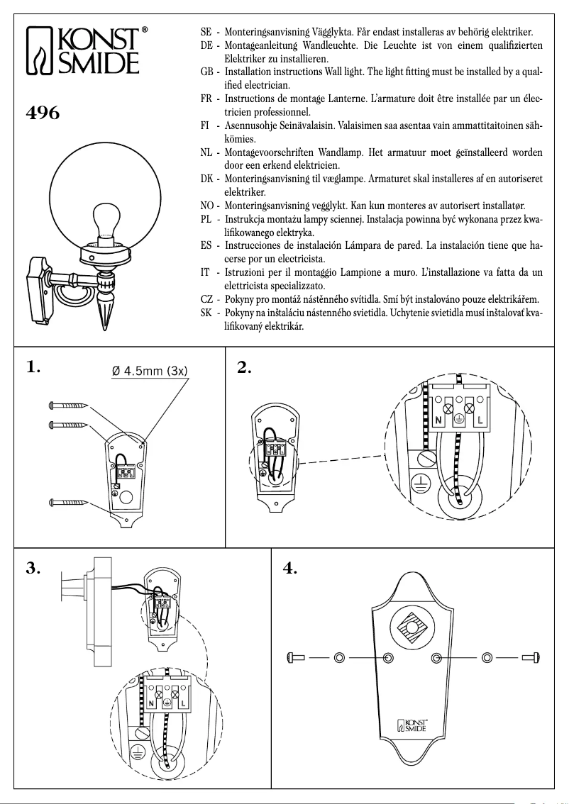 Page 1 of the manual User Manual Konstsmide 496