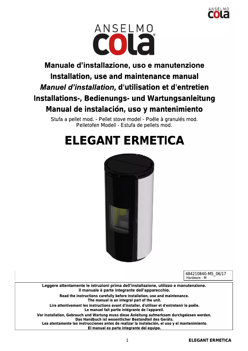 First page image of the manual for Elegant Ermetica