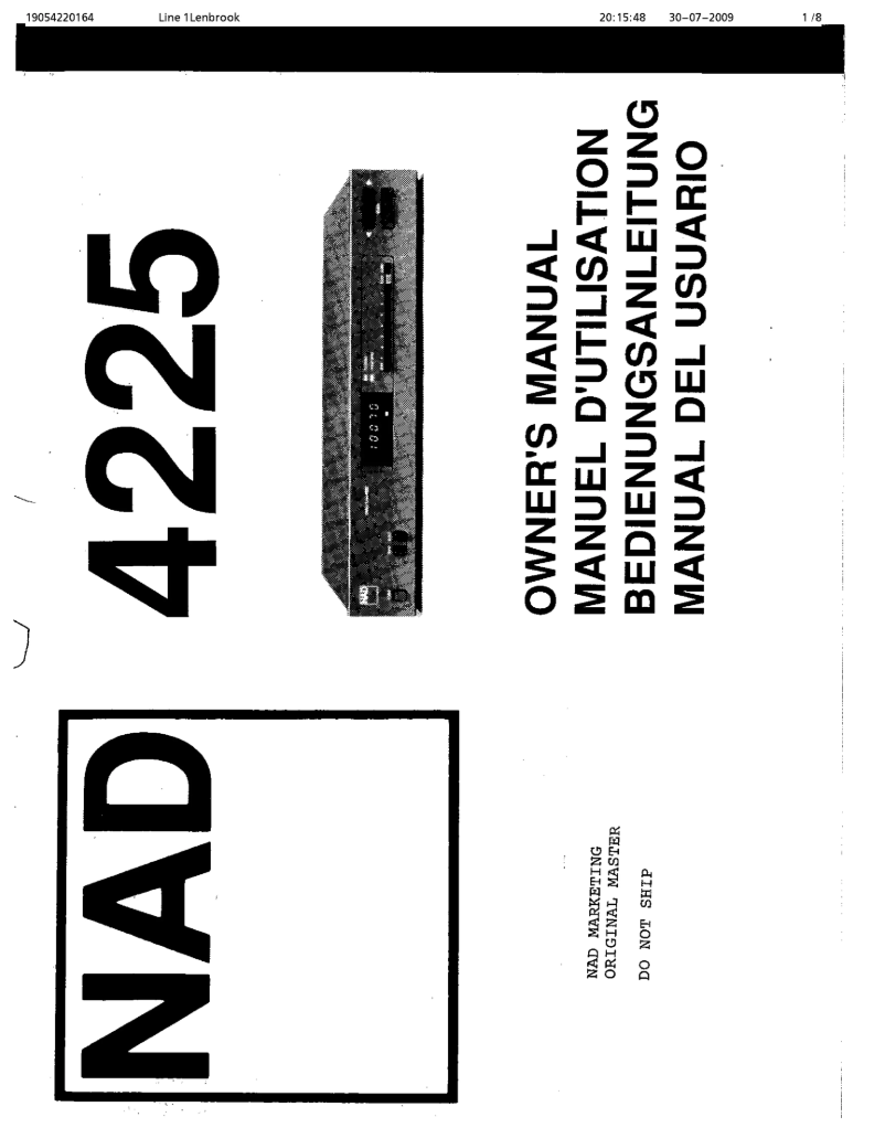 First page image of the manual for 4225