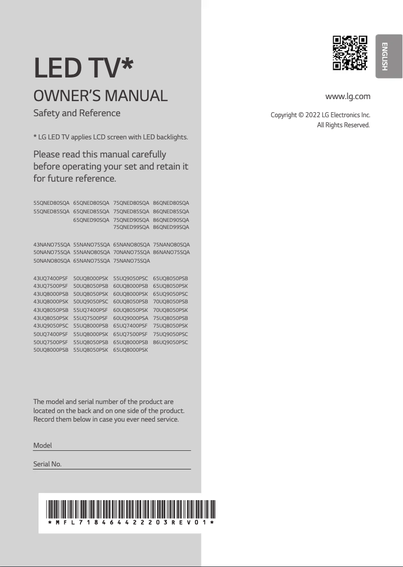 Page 1 of the manual User Manual LG 55NANO80SQA