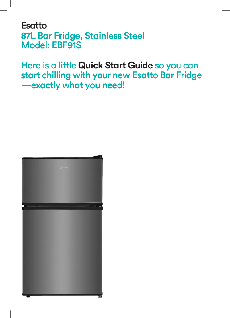 Page 1 of the manual Quick Start Guide Esatto EBF91S
