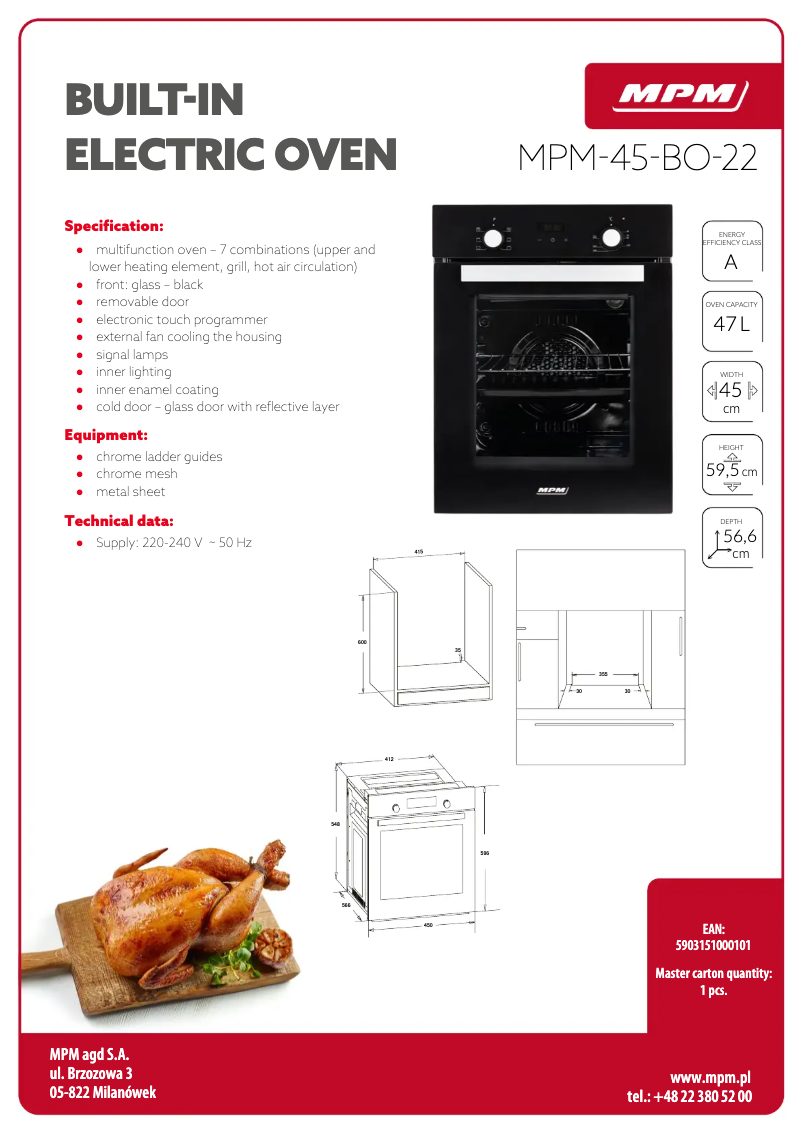 Page 1 of the manual Technical Sheet MPM MPM-45-BO-20