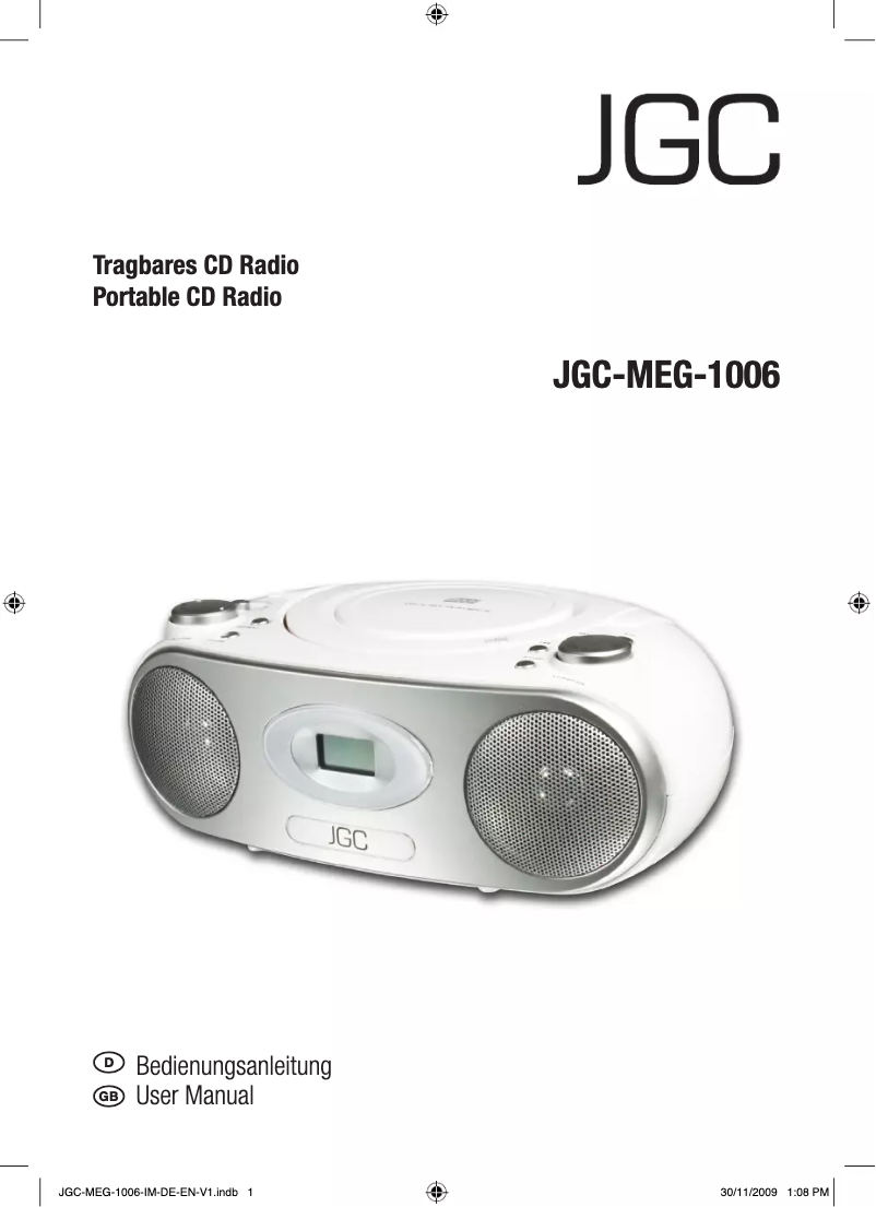 Page 1 of the manual User Manual JGC MEG-1006