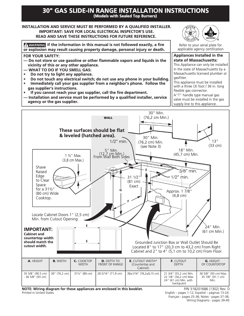 Page 1 of the manual Installation Guide Electrolux EW30GS75KS