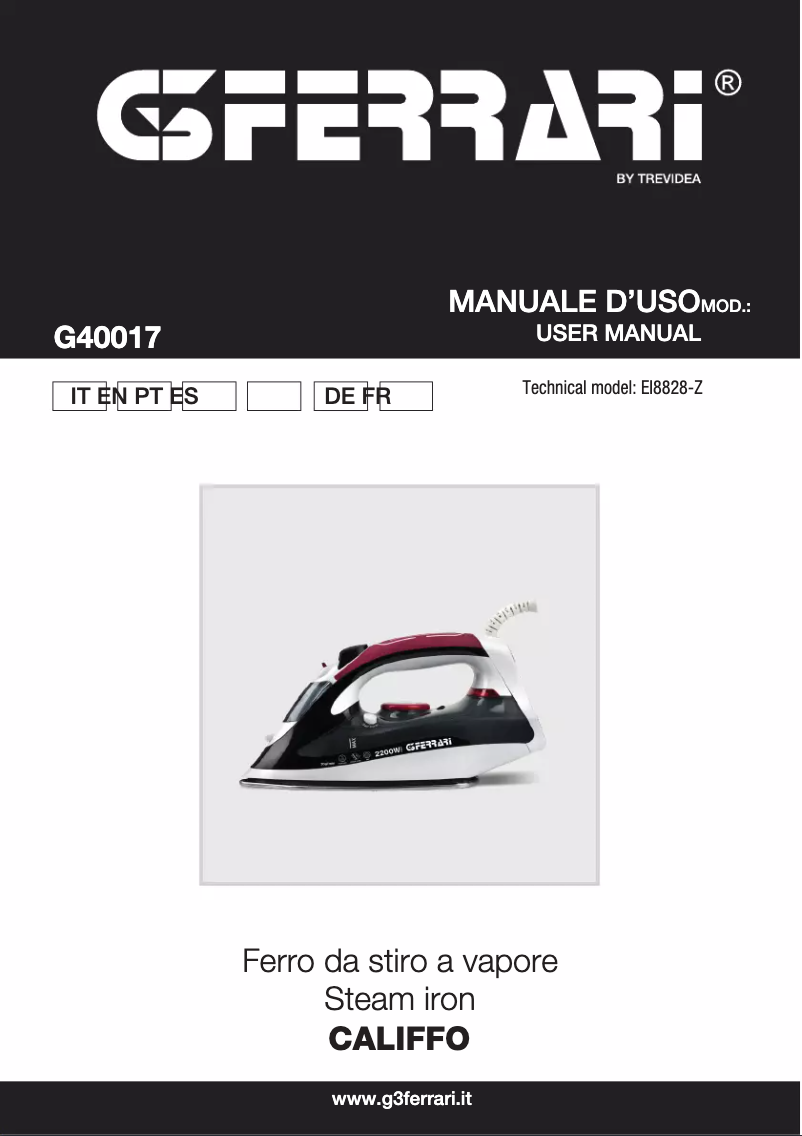 Page 1 de la notice Manuel utilisateur G3 Ferrari Califfo G40017