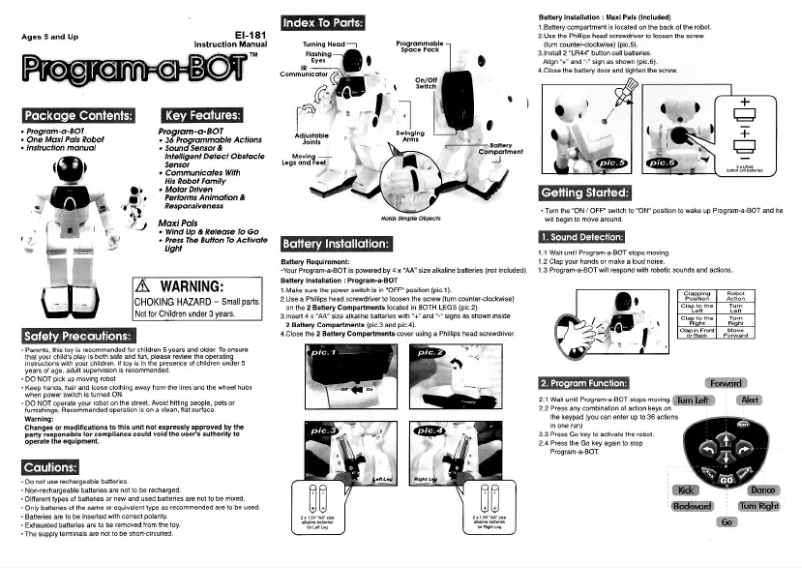 First page image of the manual for Program-A-Bot