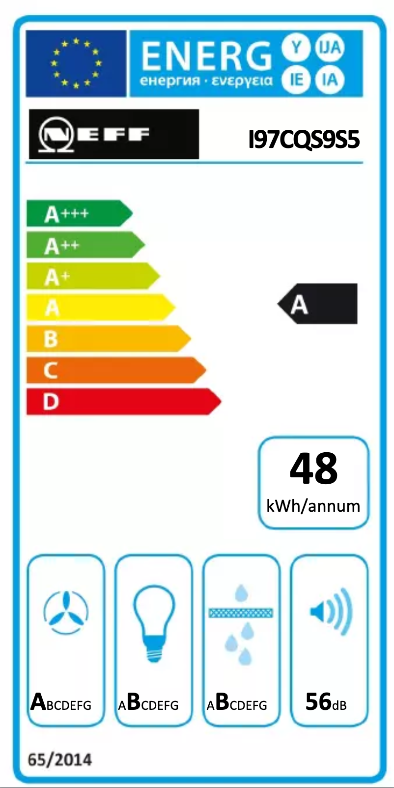 Page 1 of the manual Energy Label Neff I97CQS9S5
