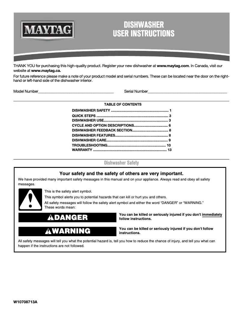 First page image of the manual for MDB8979SFZ