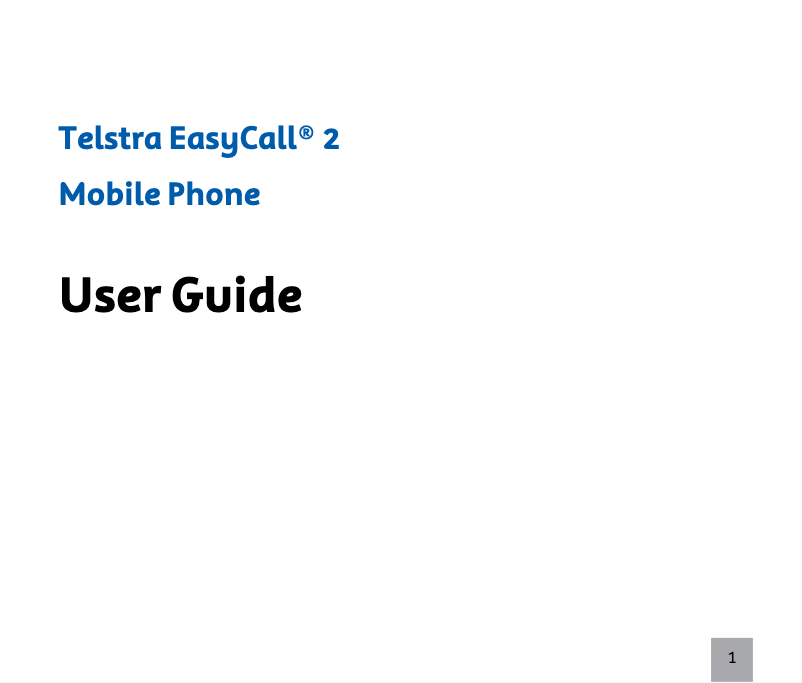 Page 1 of the manual User Manual ZTE Telstra EasyCall 2