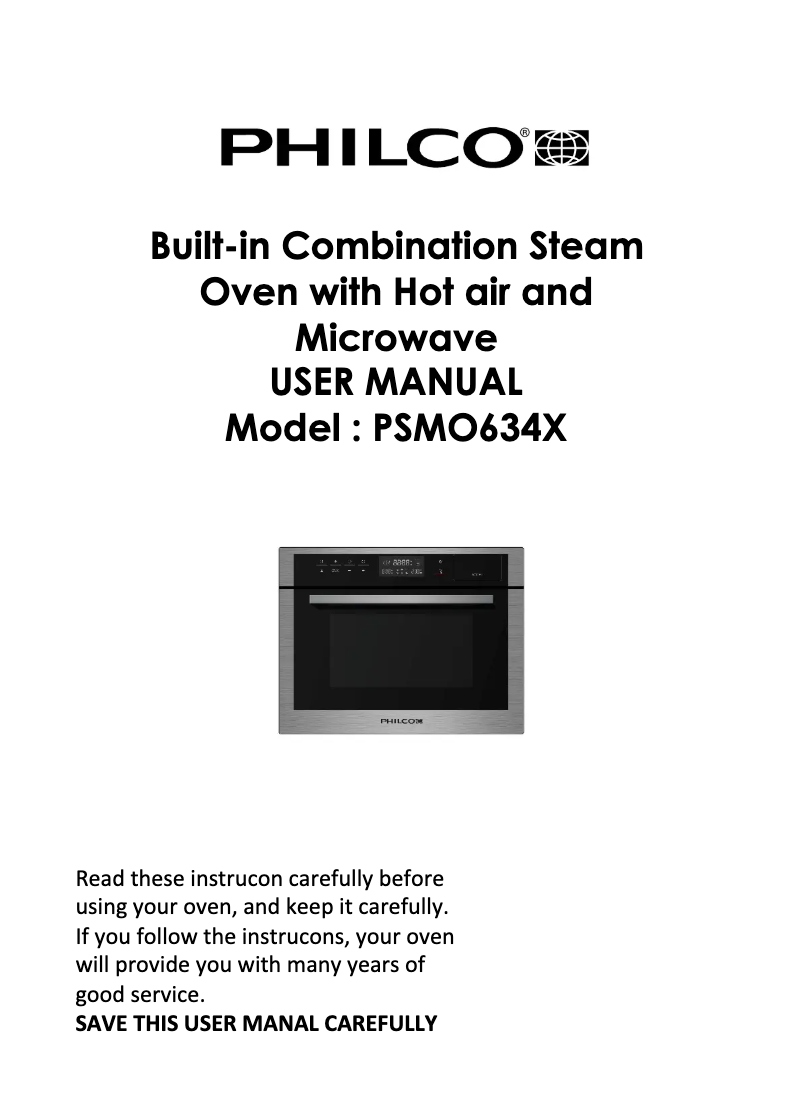 Page 1 of the manual User Manual Philco PSMO634X