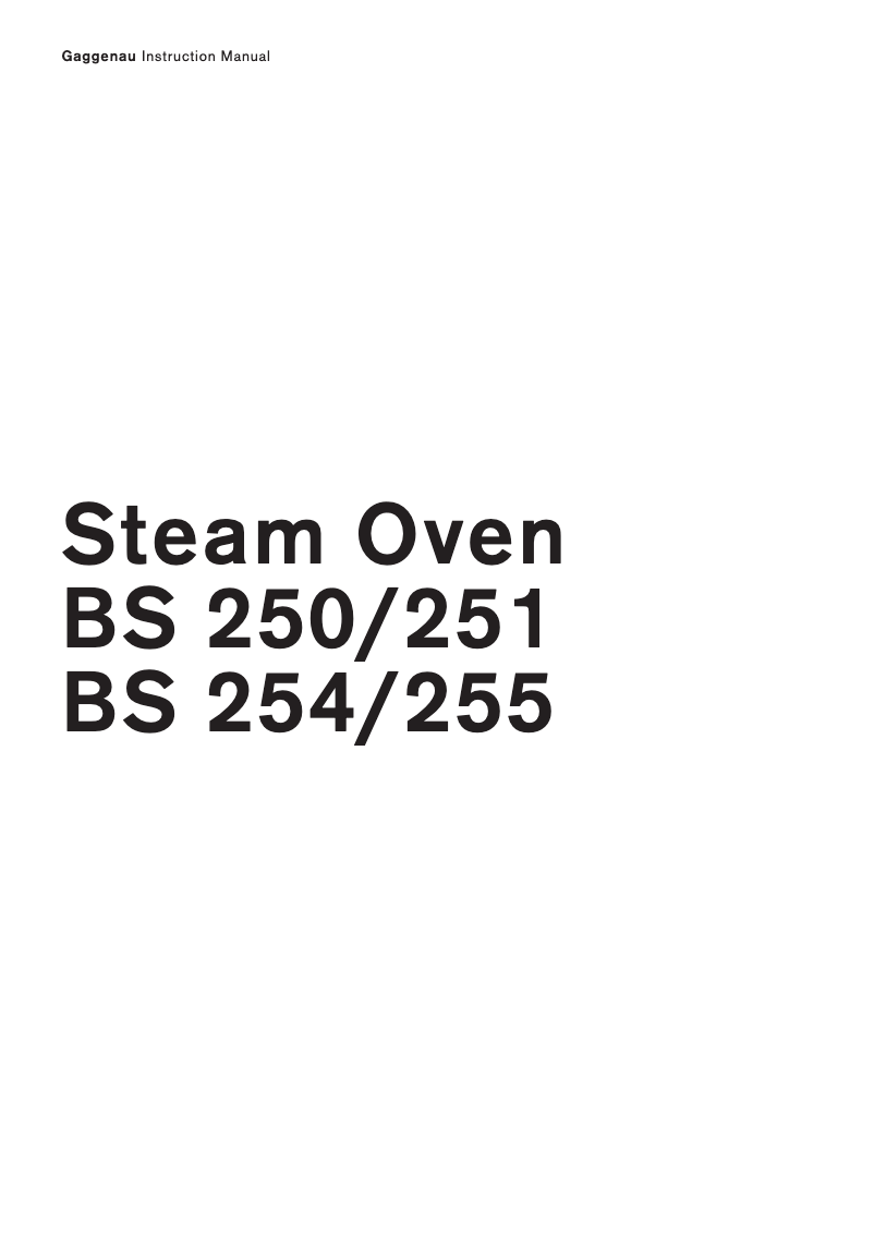 First page image of the manual for BS 250