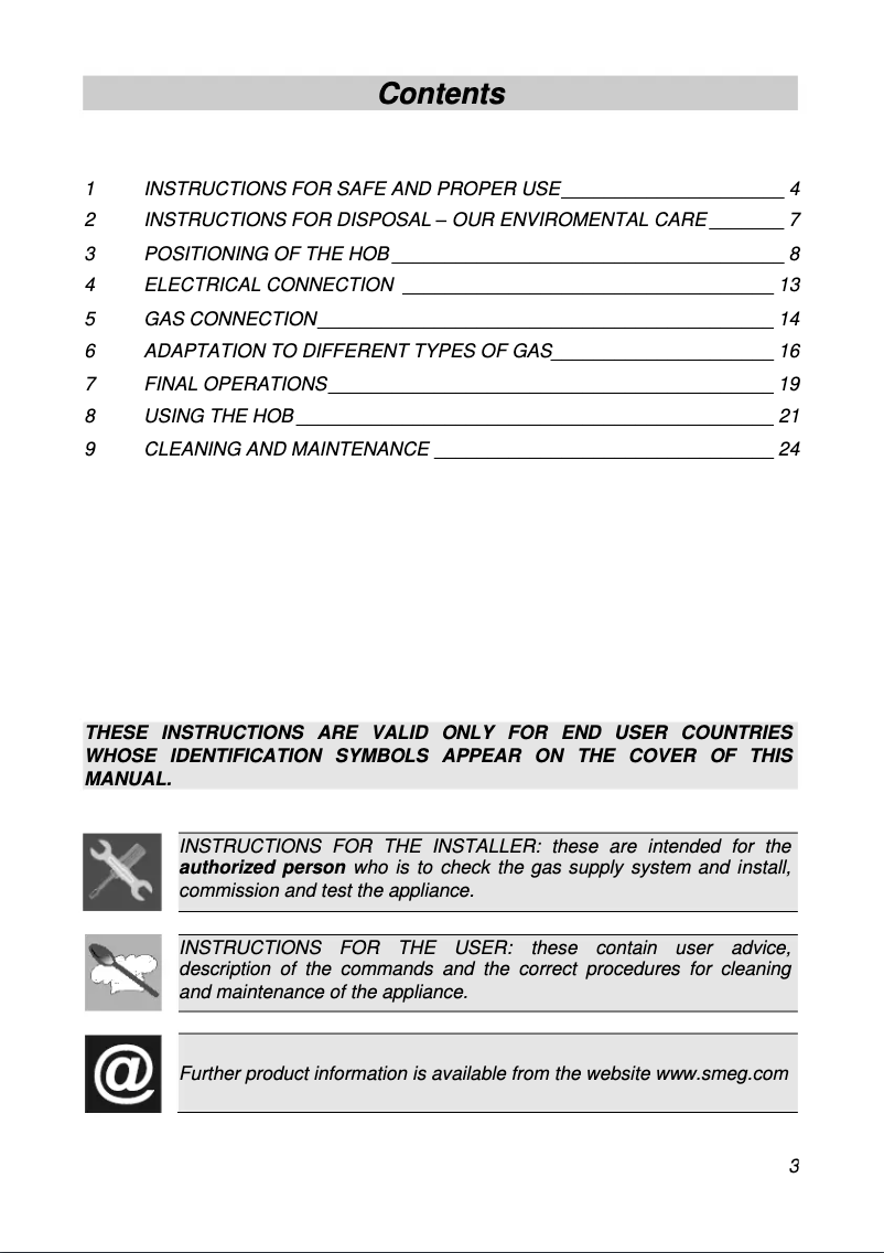 Page 1 of the manual Brochure Smeg CIR66NES3