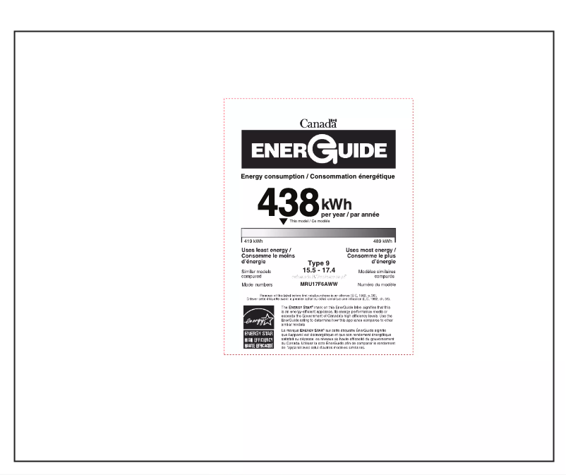 Page 1 of the manual Energy Label Midea MRU17F6AWW