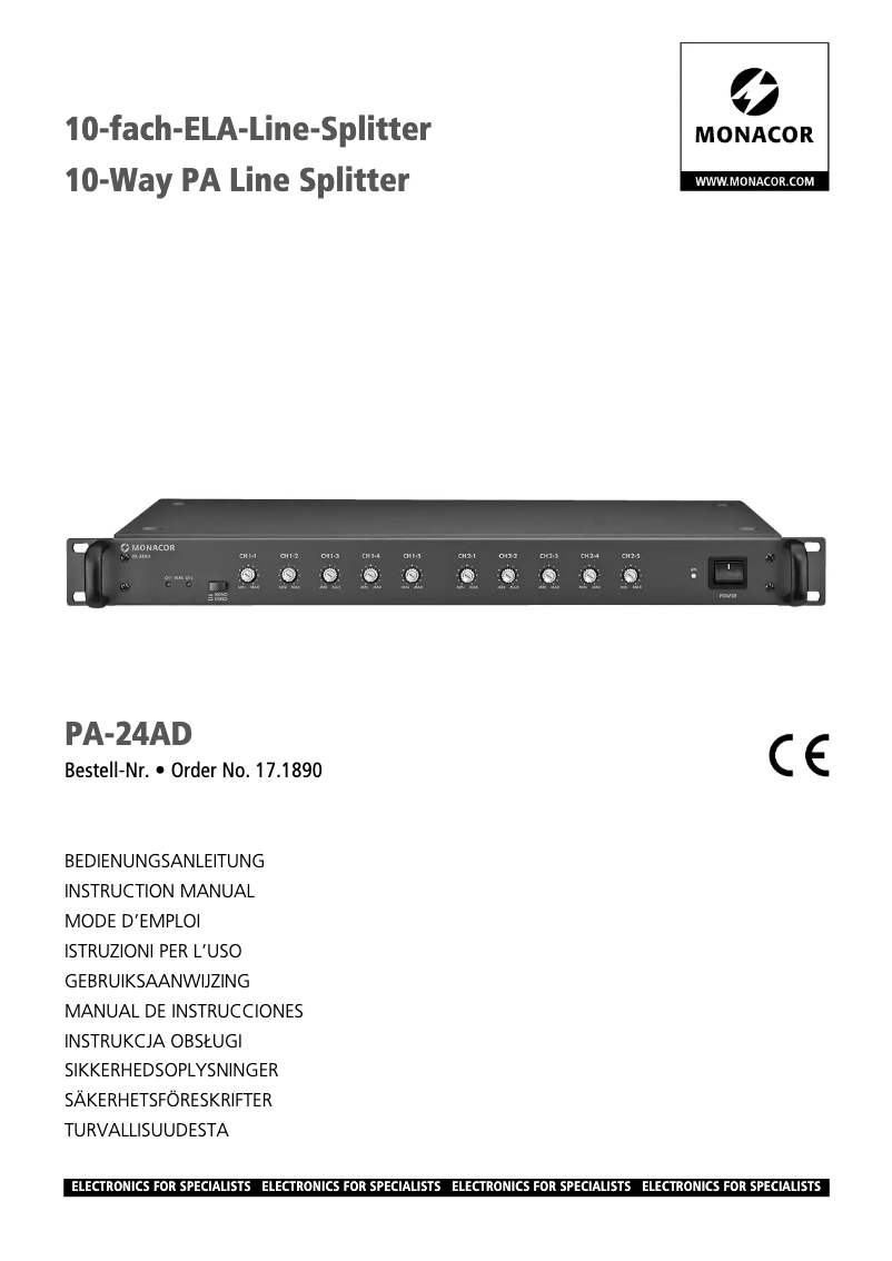 First page image of the manual for PA-24AD