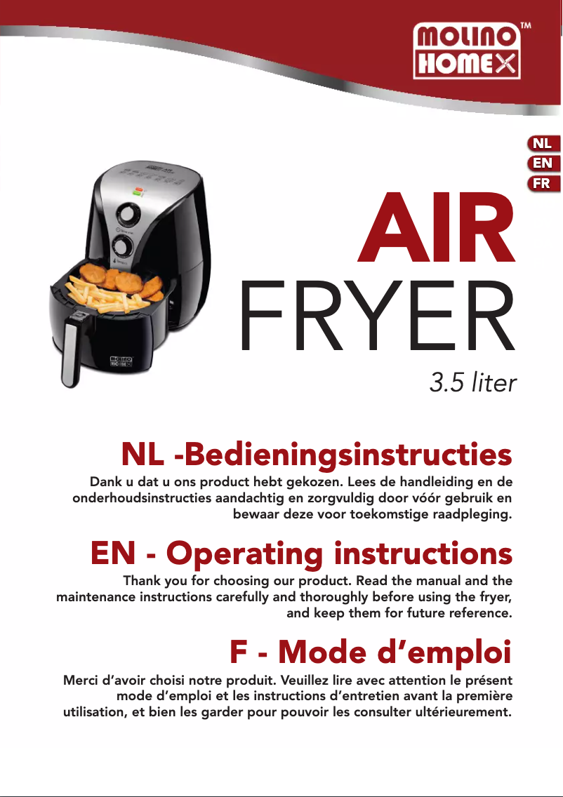 First page image of the manual for Air Fryer