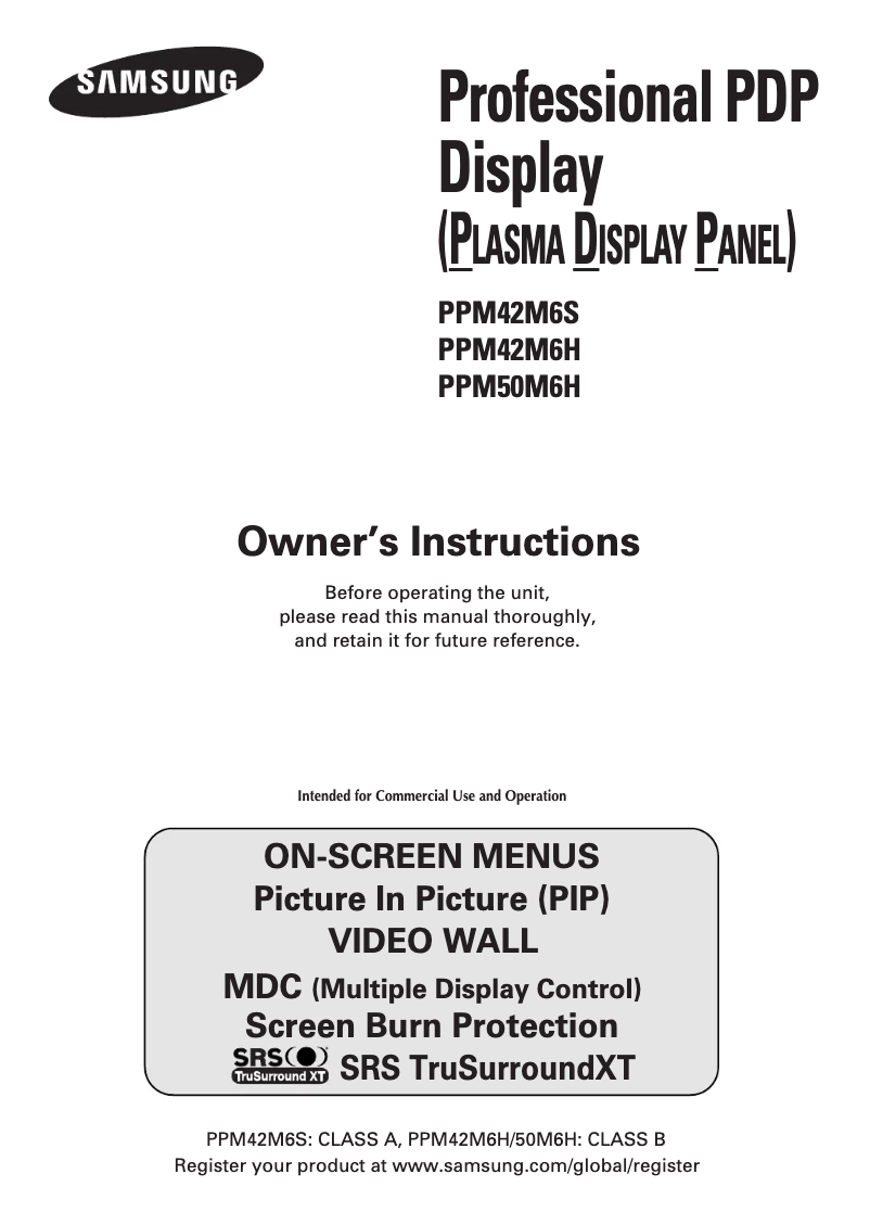 Page 1 of the manual User Manual Samsung PPM42M6H