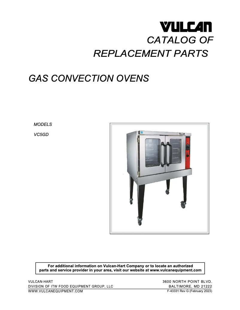 Page 1 of the manual Catalogue Vulcan VC5GD