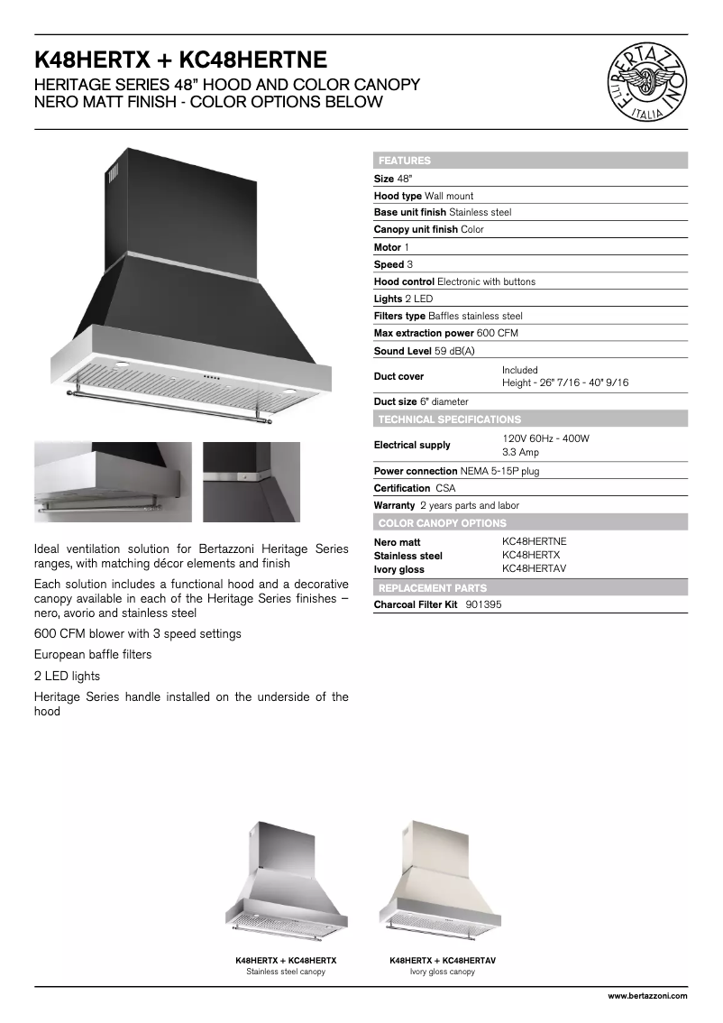 First page image of the manual for KC48HERTX