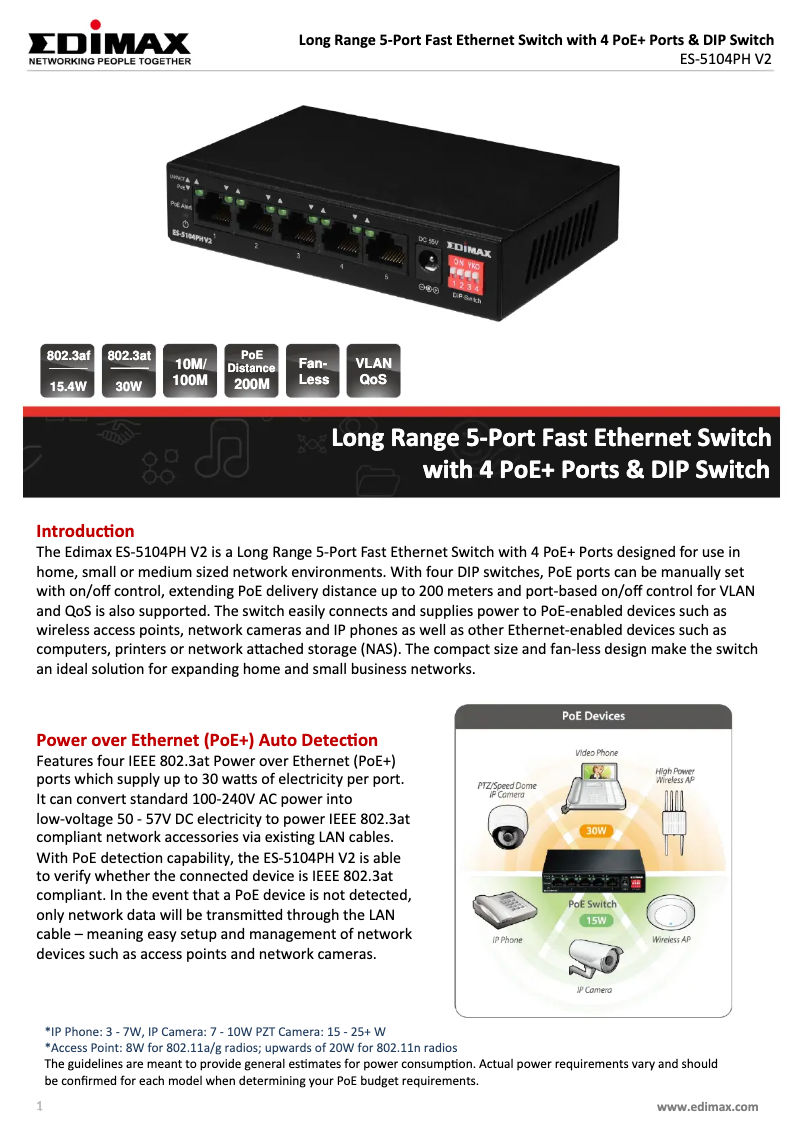 First page image of the manual for ES-5104PH V2