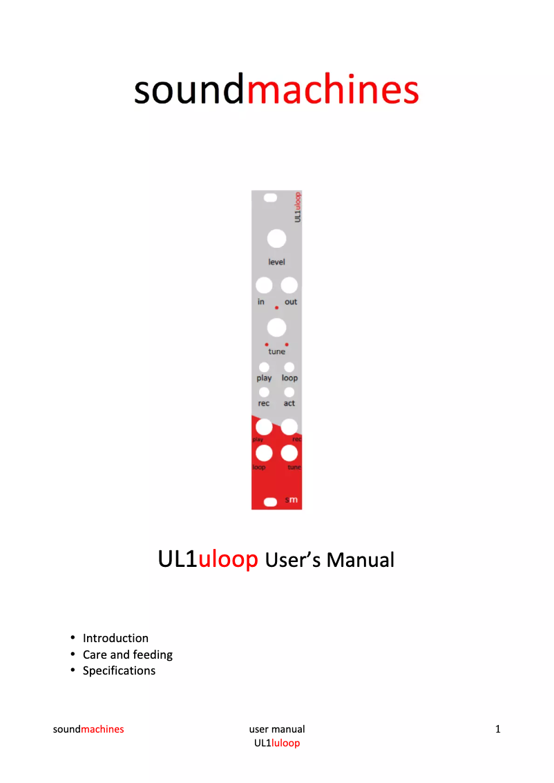 First page image of the manual for UL1uloop