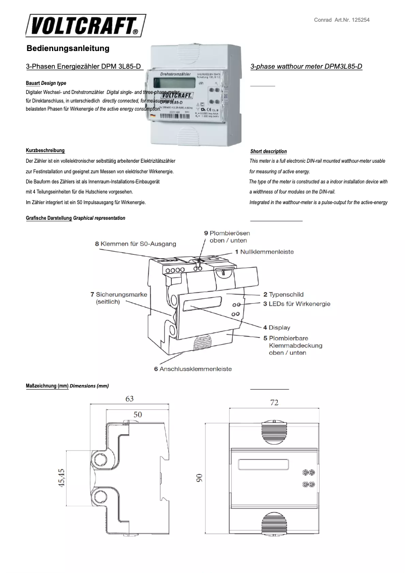 First page image of the manual for DPM 3L85-D